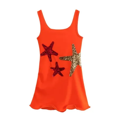 Women Sexy Sequin Embroidered Sleeveless Slim Fit Dress