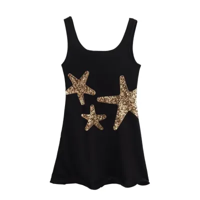 Women Sexy Sequin Embroidered Sleeveless Slim Fit Dress