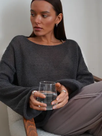 Women Casual Solid Color Long-Sleeve Loose Knitted Sweater