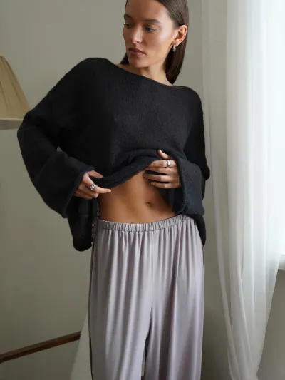 Women Casual Solid Color Long-Sleeve Loose Knitted Sweater