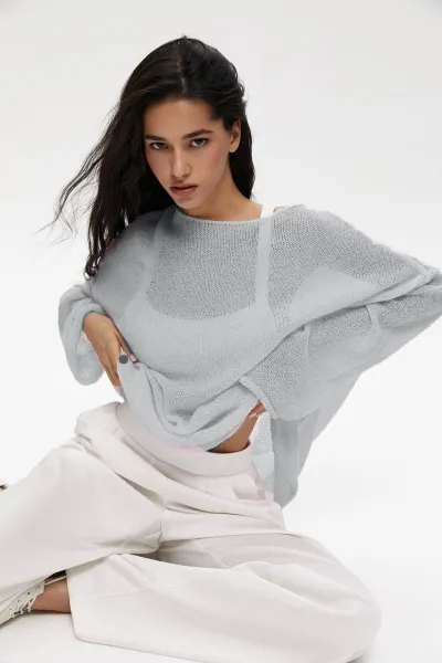 Women Casual Solid Color Long-Sleeve Loose Knitted Sweater