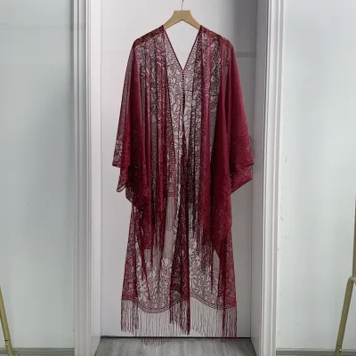 Summer Lace Shawl Women Fashion Boho Style Tassel Outer Cape Coverup