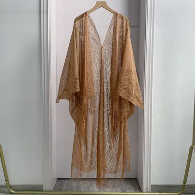 Summer Lace Shawl Women Fashion Boho Style Tassel Outer Cape Coverup