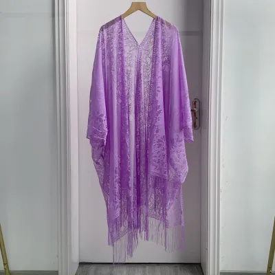 Summer Lace Shawl Women Fashion Boho Style Tassel Outer Cape Coverup