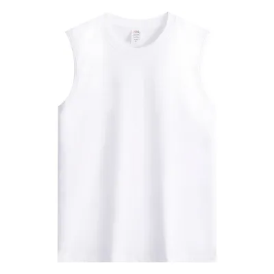 Men Fashion Casual Solid Color Cotton Round Neck Sleeveless Tank Top