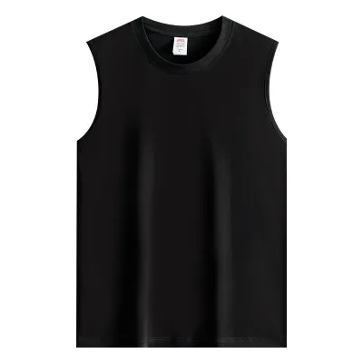 Men Fashion Casual Solid Color Cotton Round Neck Sleeveless Tank Top