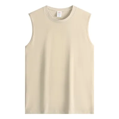 Men Fashion Casual Solid Color Cotton Round Neck Sleeveless Tank Top