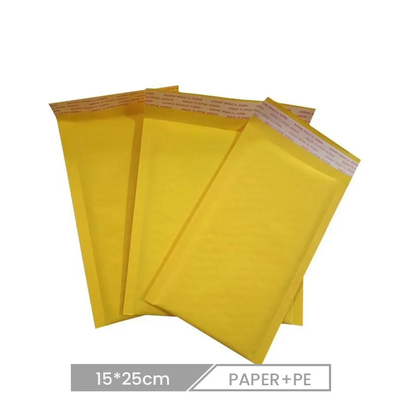 custom Yellow Kraft Paper Bubble Bag Shockproof Waterproof Self-Adhesive Envelope Packaging Poly Mailer