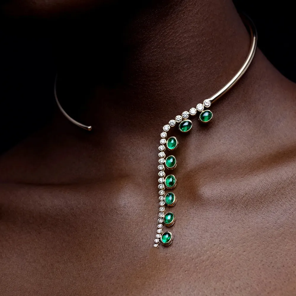 Women Fashion Elegant Irregular Rhinestone Necklace Geometric Chain