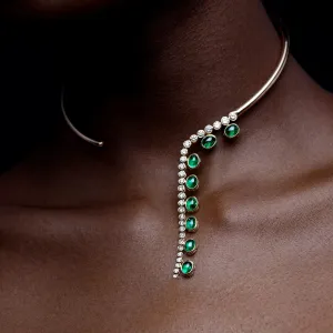 Women Fashion Elegant Irregular Rhinestone Necklace Geometric Chain