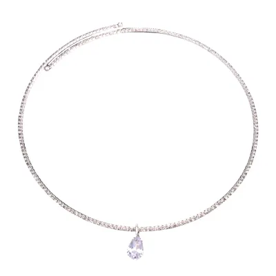 Women Fashion Elegant Rhinestone Water Drop Pendant Necklace