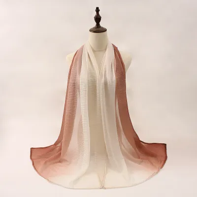 Women Fashion Casual Gradient Thin Cotton And Linen Long Scarf
