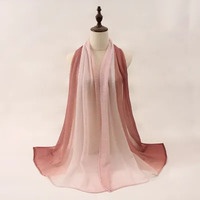 Women Fashion Casual Gradient Thin Cotton And Linen Long Scarf
