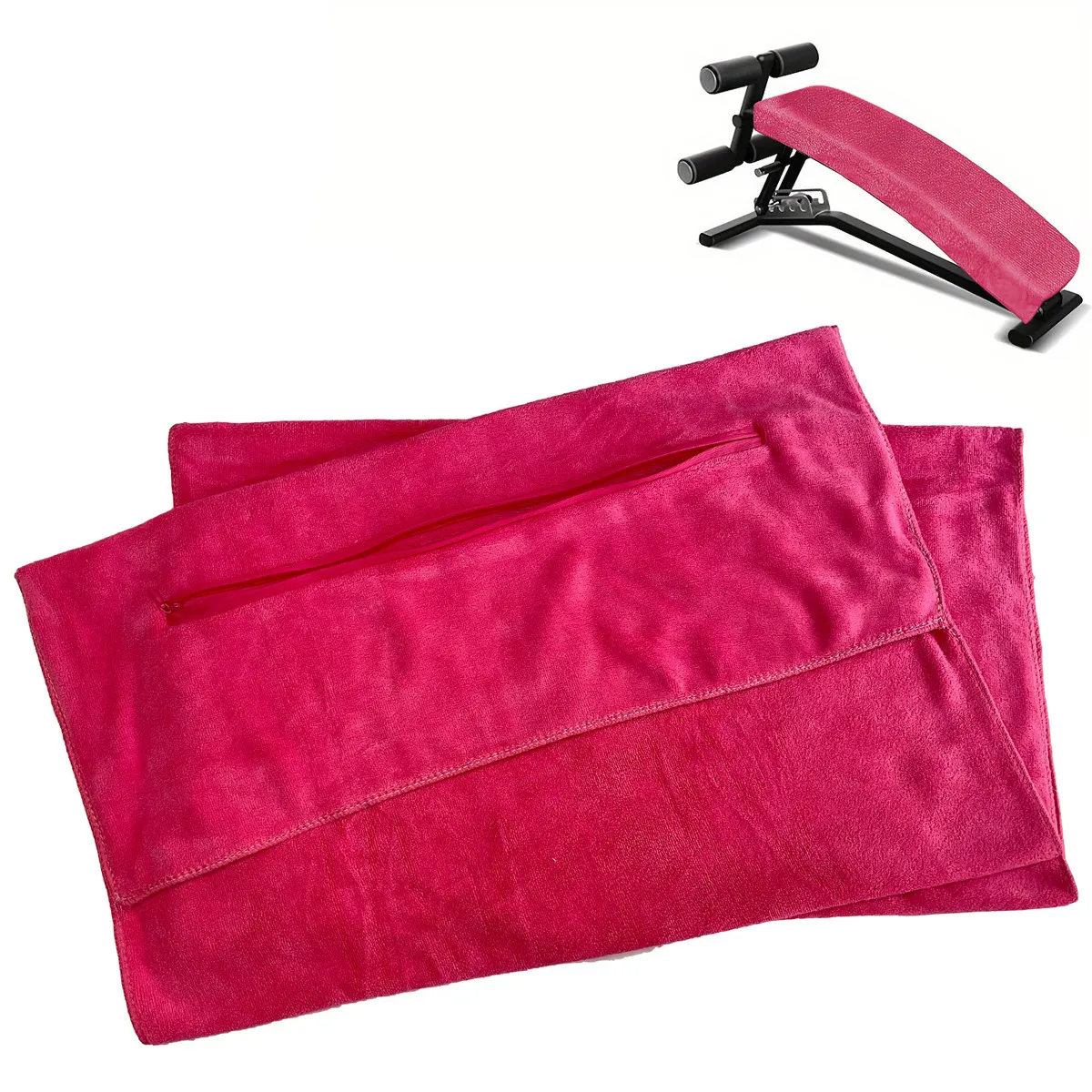 Solid Color Quick-Dry Zipper Pocket Sports Towel Home Fitness
