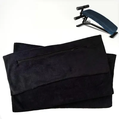 Solid Color Quick-Dry Zipper Pocket Sports Towel Home Fitness