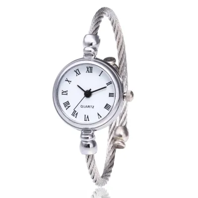 Women's Fashion Simple Quartz Bracelet Watch with Onion Crown Alloy Case Stainless Steel Strap