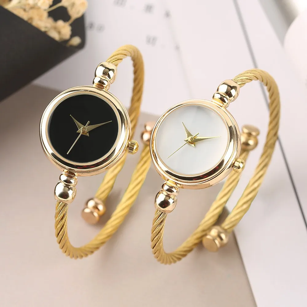 Women's Fashion Simple Quartz Bracelet Watch with Onion Crown Alloy Case Stainless Steel Strap