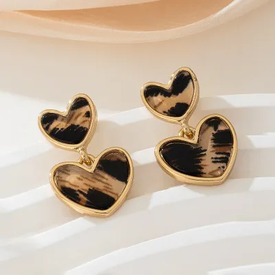 Vintage Acrylic Geometric Leopard Earrings