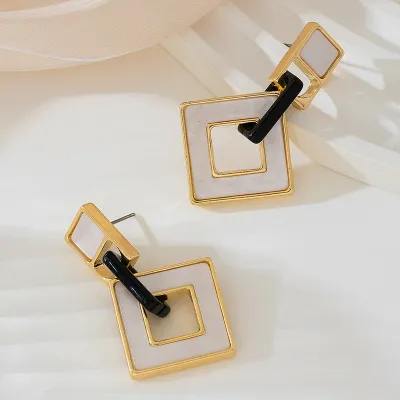 Vintage Acrylic Geometric Leopard Earrings