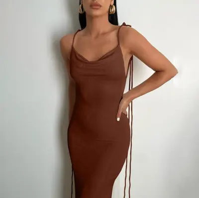 Women Elegant Backless Bodycon Maxi Dress