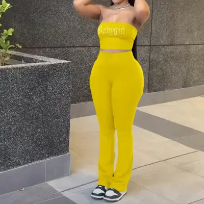 Women Sexy Strapless Top And Pants Two-Piece Set - Street Hipster Style