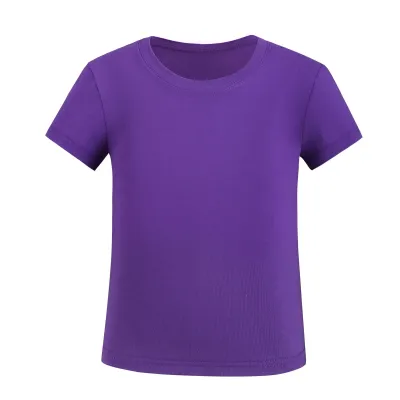 Kids Boys Clothing Combed Cotton Solid Color Short Sleeve T-Shirt Crewneck Casual Summer