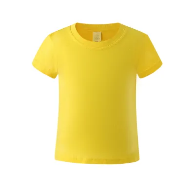 Kids Boys Clothing Combed Cotton Solid Color Short Sleeve T-Shirt Crewneck Casual Summer