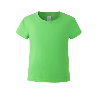 Kids Boys Clothing Combed Cotton Solid Color Short Sleeve T-Shirt Crewneck Casual Summer