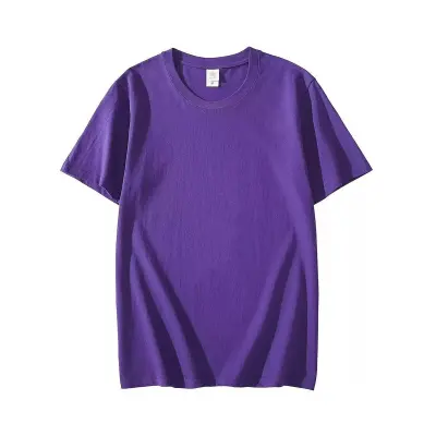 180Gsm Cotton Men Classic Crewneck Short Sleeve T-Shirt Solid Color