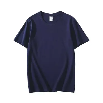180Gsm Cotton Men Classic Crewneck Short Sleeve T-Shirt Solid Color