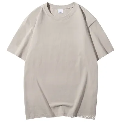 180Gsm Cotton Men Classic Crewneck Short Sleeve T-Shirt Solid Color
