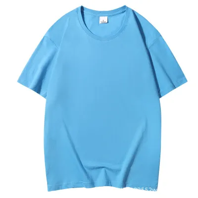 180Gsm Cotton Men Classic Crewneck Short Sleeve T-Shirt Solid Color