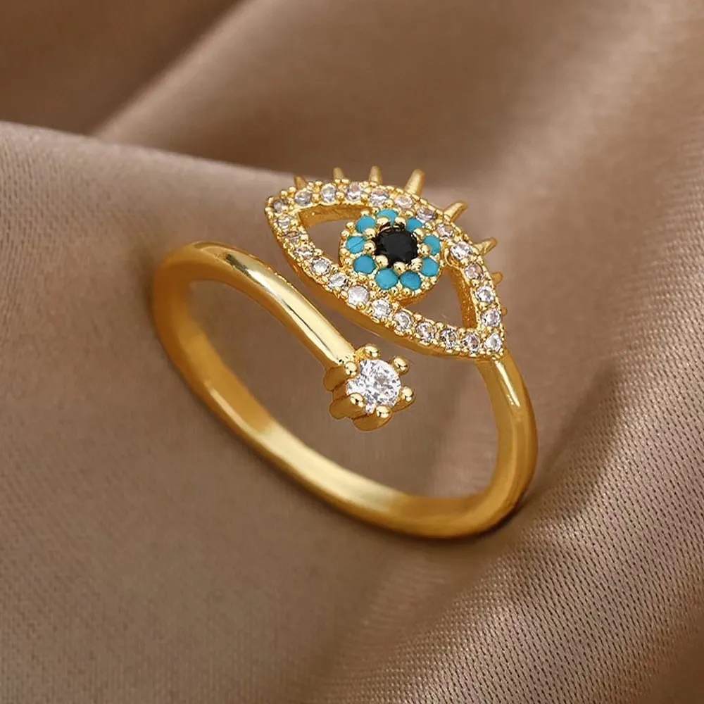 Fashion Simple Geometric Evil Eye Ring for Women