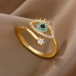Fashion Simple Geometric Evil Eye Ring for Women