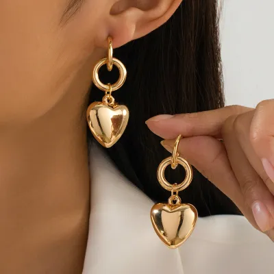 Simple Metal Heart Earrings
