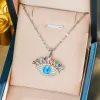 369 Blue Eyes Necklace-Silver Color