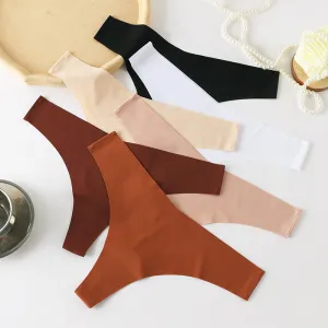 Women Sexy Solid Color Ice Silk Low Waist Panties