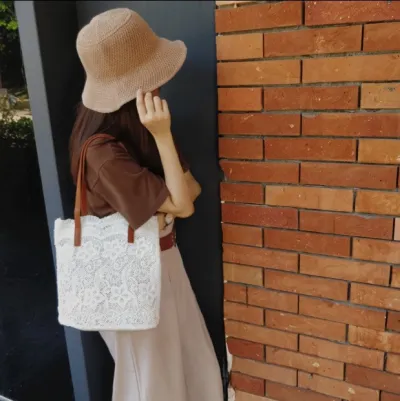 Women Casual Boho Lace Large Capacity Tote Shoulder Bag