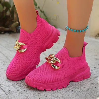 Plus Size Women Casual Woven Mesh Breathable Sneakers