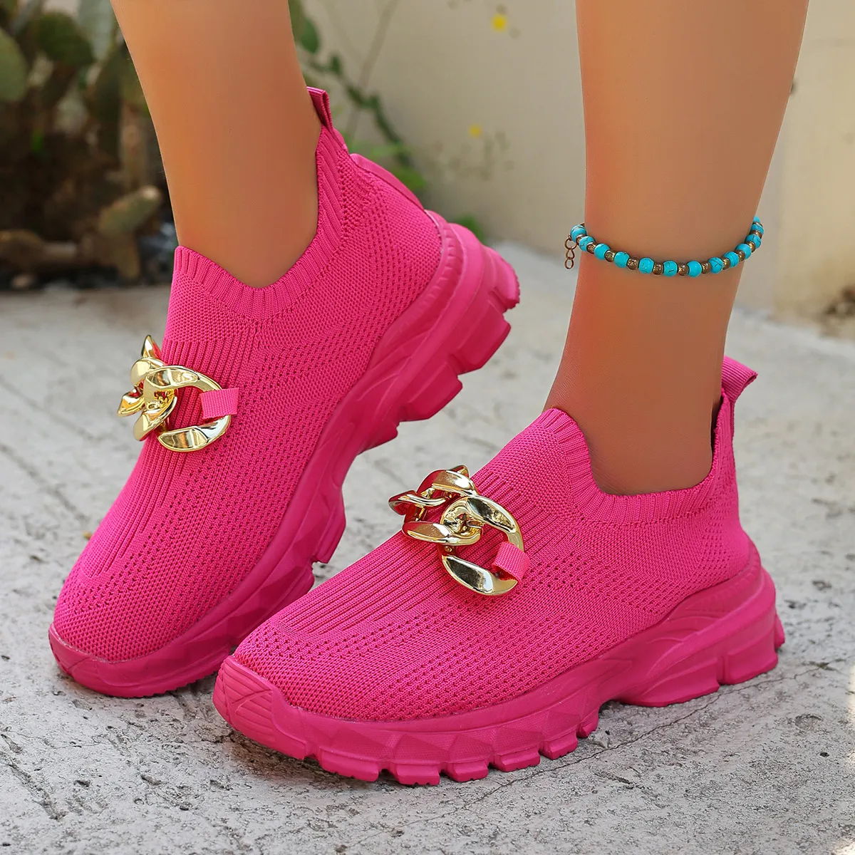 Plus Size Women Casual Woven Mesh Breathable Sneakers