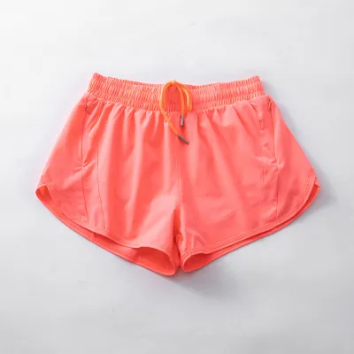 Women's Quick-Dry Lined Sports Shorts - Solid Color Polyester Spandex