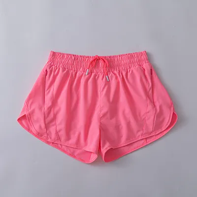Women's Quick-Dry Lined Sports Shorts - Solid Color Polyester Spandex