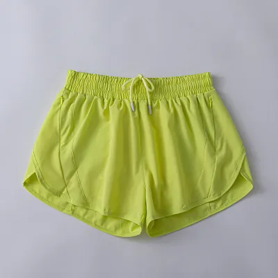 Women's Quick-Dry Lined Sports Shorts - Solid Color Polyester Spandex