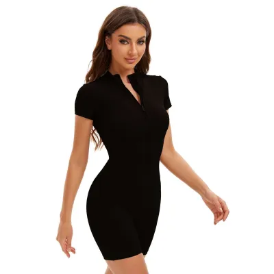 Women's Yoga Fashion Solid Color Short Sleeve Sports Rompers