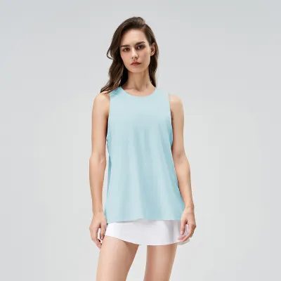 Women Casual Solid Color Loose Sleeveless Sports Tank Top