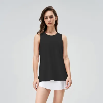 Women Casual Solid Color Loose Sleeveless Sports Tank Top