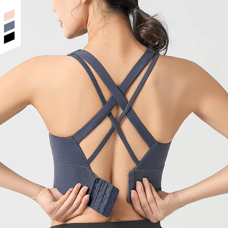 Women Simple Solid Color Sports Bra with Mold Cup