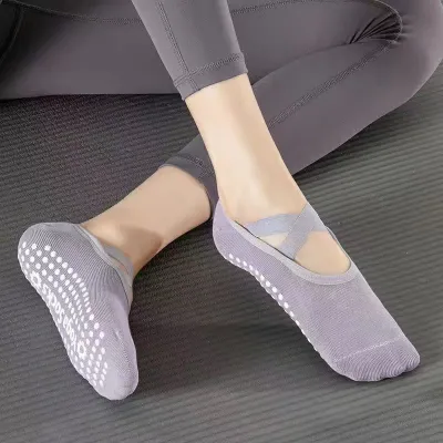 Women Casual Non-Slip Cross Strap Fitness Dance Yoga Socks