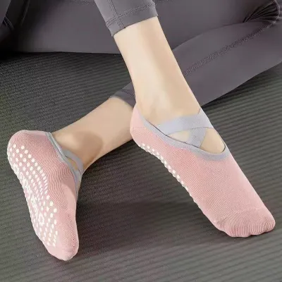 Women Casual Non-Slip Cross Strap Fitness Dance Yoga Socks
