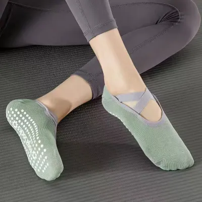 Women Casual Non-Slip Cross Strap Fitness Dance Yoga Socks